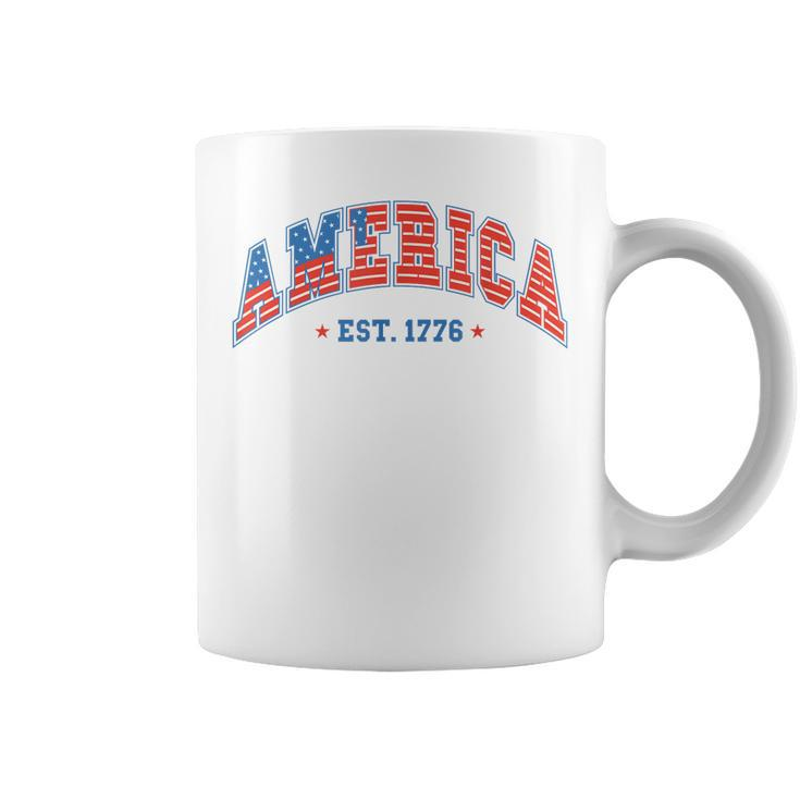 America Est 1776 Patriotic Usa 4Th Of July America Flag  Coffee Mug