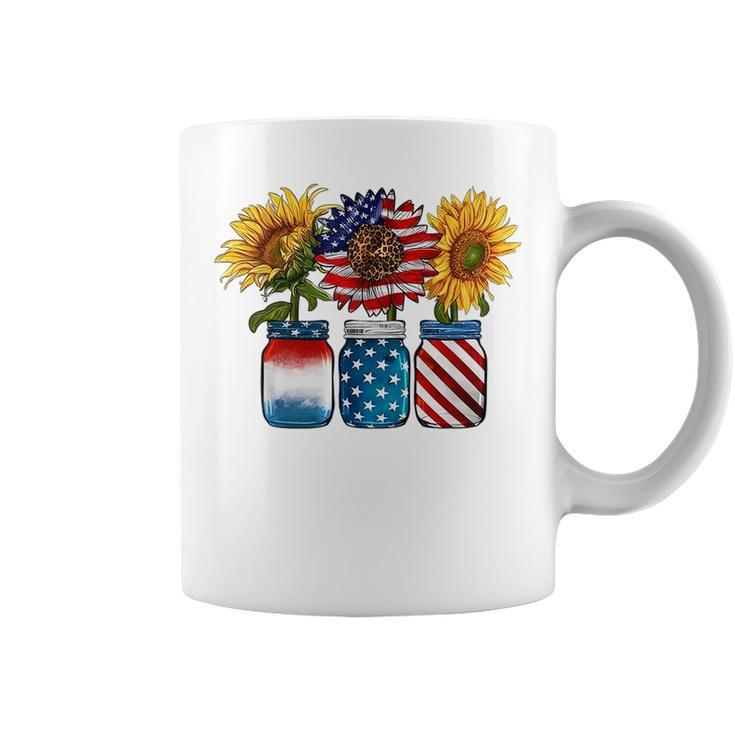 America Sunflower Usa Flag Flower T For American 4Th Of July  Coffee Mug