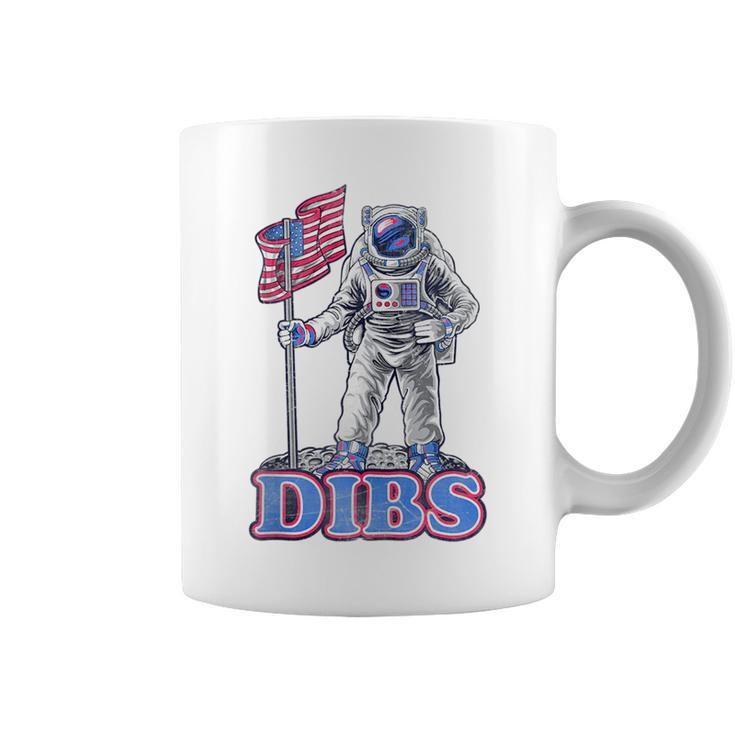 American Flag Astronaut Moon Dibs Red White Blue 4Th Of July  Moon Funny Gifts Coffee Mug