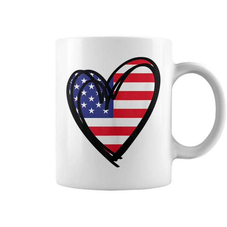American Flag Heart 4Th Of July Usa Patriotic Pride Patriotic Funny Gifts Coffee Mug