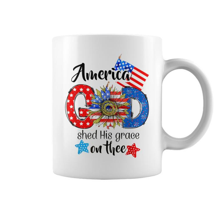 American God Shed His Grace On Thee Christian 4Th Of July  Coffee Mug