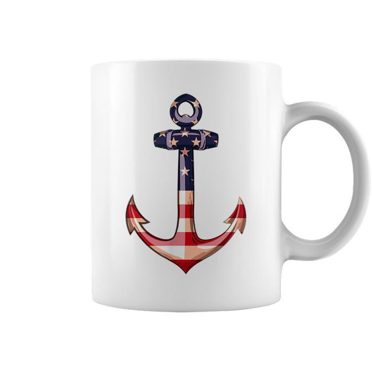 Anchor American Flag Cool Sailing Nautical Gift Men Women  Coffee Mug