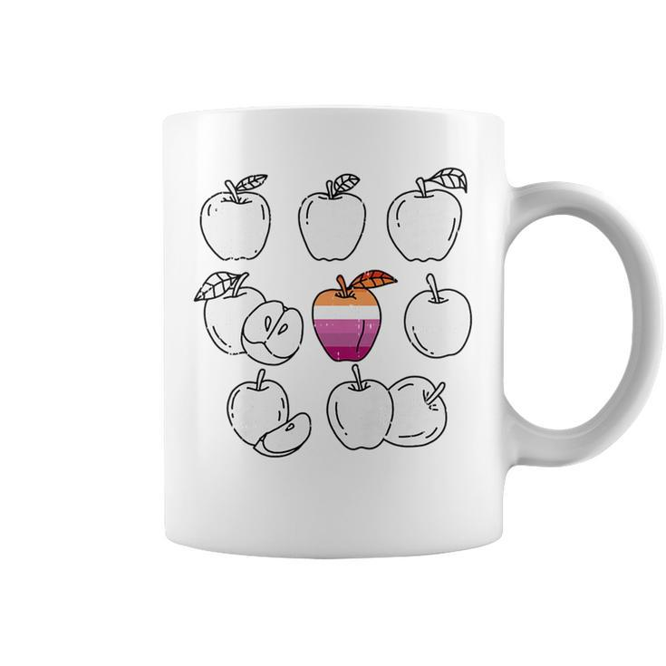 Apple Picking Lesbian Lgbt-Q Retro Pride Flag Fruit   Coffee Mug