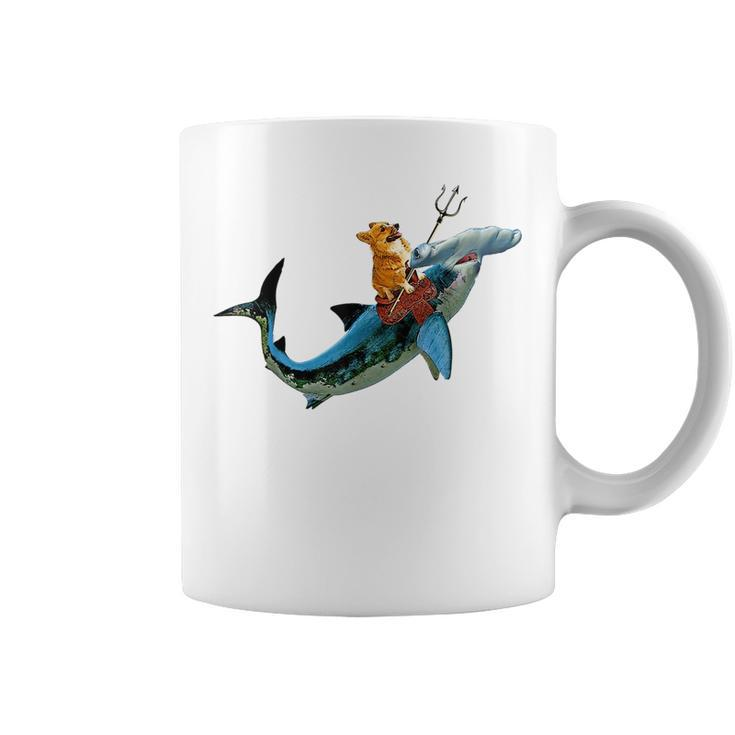 Aquadog The Corgi Rides Hammerhead Shark  Of Radness Coffee Mug