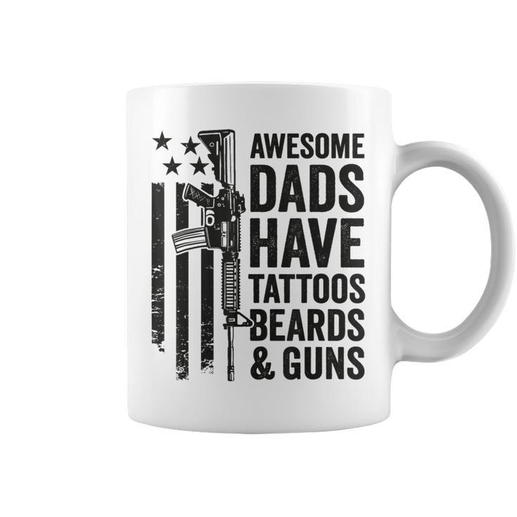 Awesome Dads Have Tattoos Beards & Guns - Funny Dad Gun  Coffee Mug