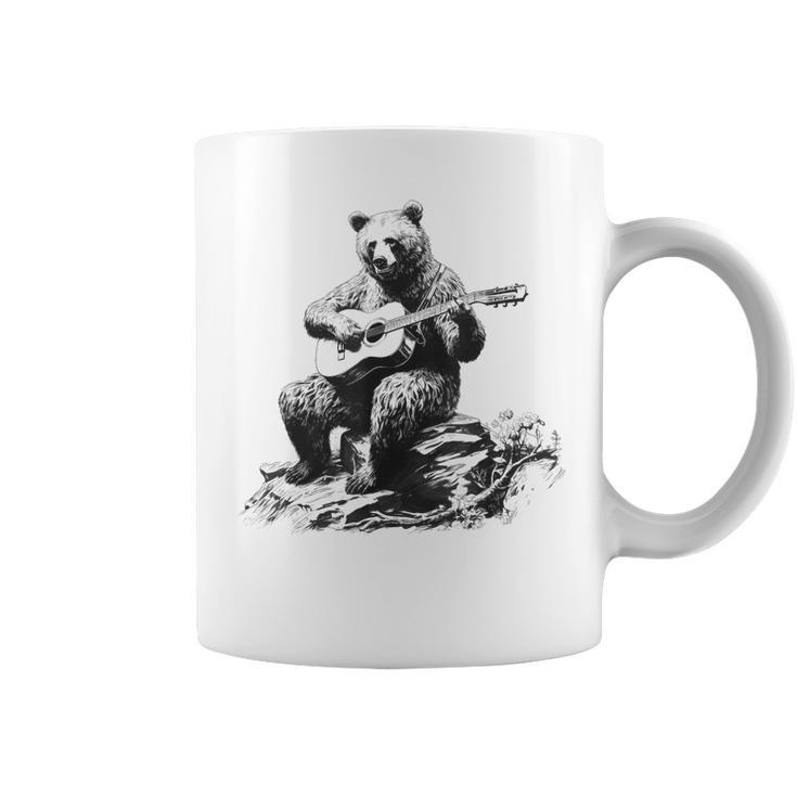 Bear Playing Acoustic Guitar Vintage Guitarist Music Lovers Guitar Funny Gifts Coffee Mug