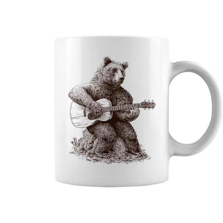 Bear Playing Guitar Players Music Gift Dad Rock N Roll Coffee Mug