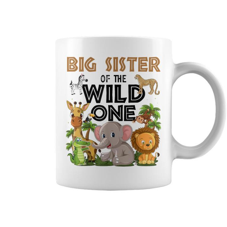 Big Sister Of The Wild One Birthday 1St Safari Jungle Family Coffee Mug