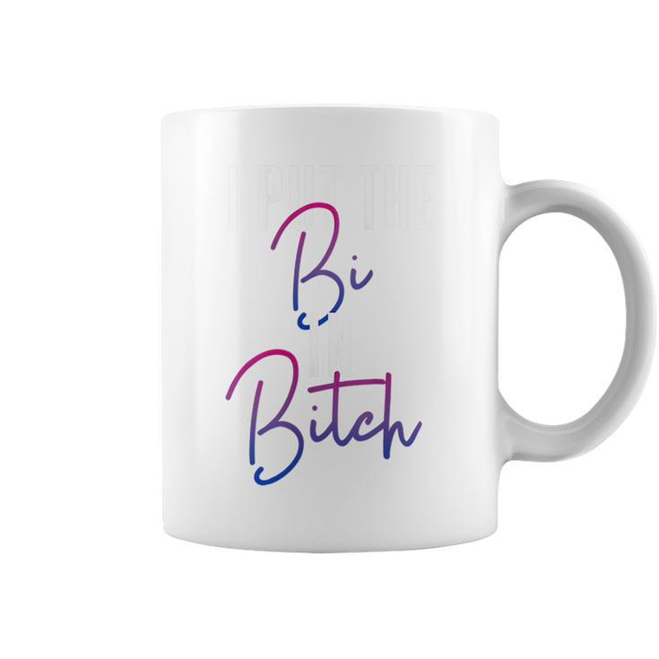 Bisexual Pride Flag Colors I Put The Bi In Bitch Funny Quote  Coffee Mug
