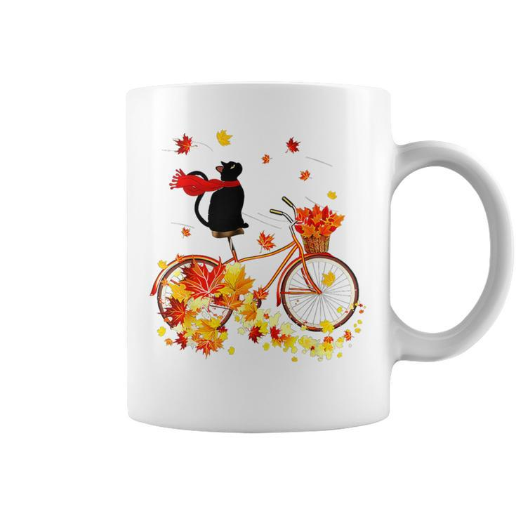 Black Cat Fall Bicycle Autumn Halloween Coffee Mug