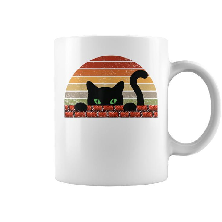 Black Cat Retro For Cat Lovers Cat Mother Cat Mom Cat Dad Coffee Mug