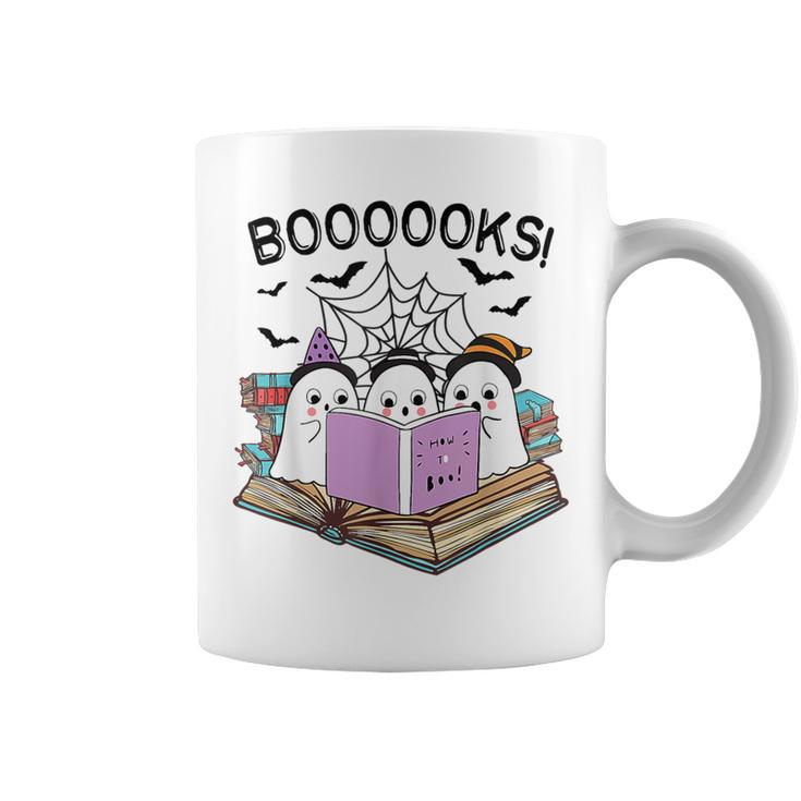 Boooks Cute Ghost Book Worm Nerd Halloween Spooky Party Coffee Mug