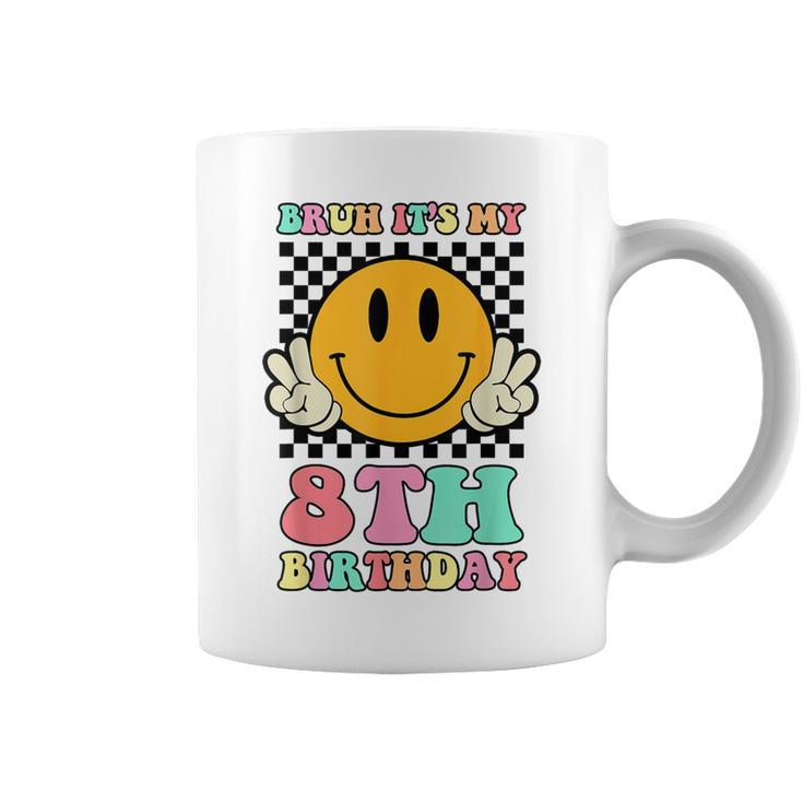 Bruh It's My 8Th Birthday Hippie Smile Face 8 Years Old Coffee Mug