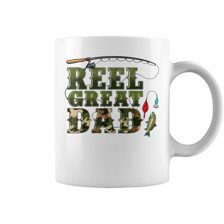 Camouflage Reel Great Dad Fishing Happy Fathers Day  Coffee Mug
