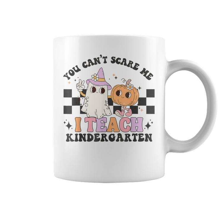 You Cant Scare Me I Teach Kindergarten Retro Halloween Ghost Coffee Mug