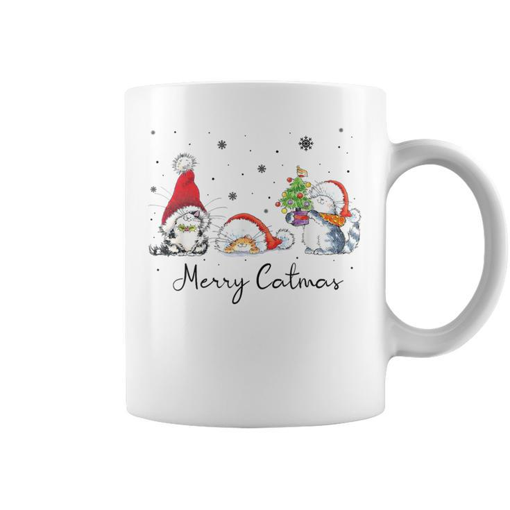 Cats With Santa Hat Merry Catmas Cat Lover Christmas Coffee Mug