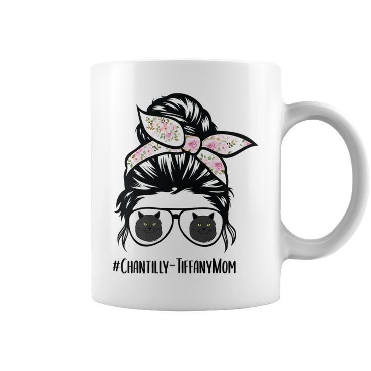 Chantilly-Tiffany Cat Mom Messy Bun Hair Glasses Coffee Mug