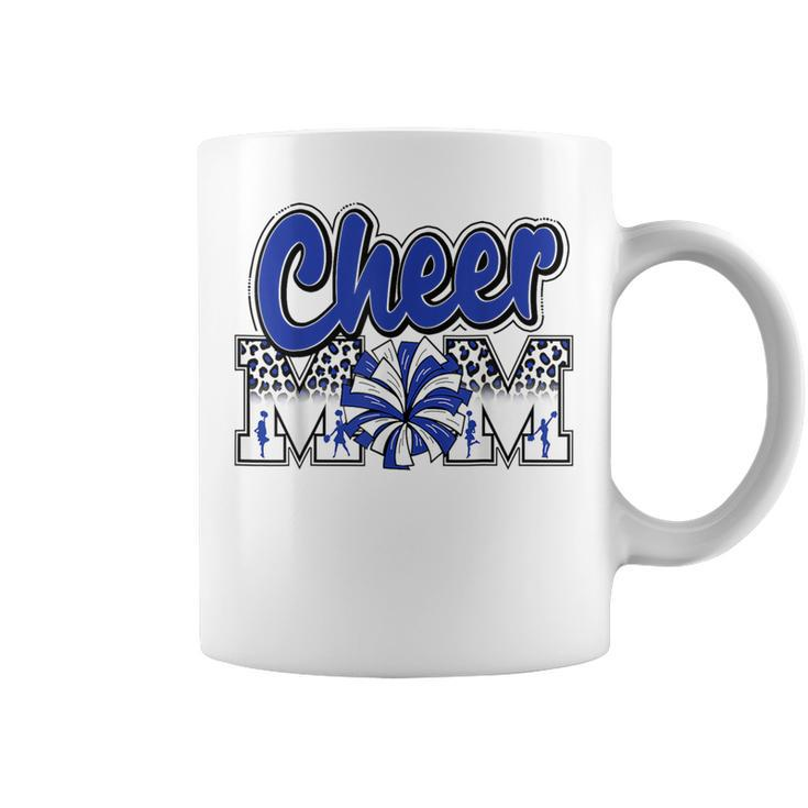 Cheer Mom Blue Leopard Letters Cheer Pom Poms Coffee Mug