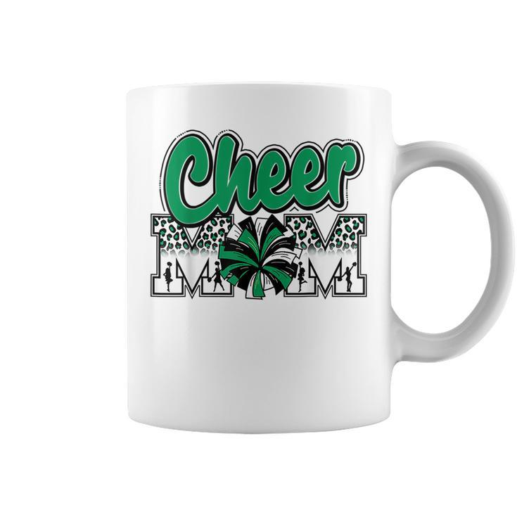 Cheer Mom Green Black White Leopard Letters Cheer Pom Poms  Coffee Mug