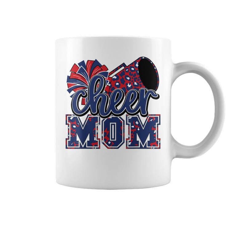 Cheer Mom Navy Red Leopard Cheer Poms & Megaphone Coffee Mug