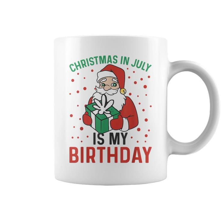 Christmas In July Is My Birthday Santa Summer Holiday Coffee Mug