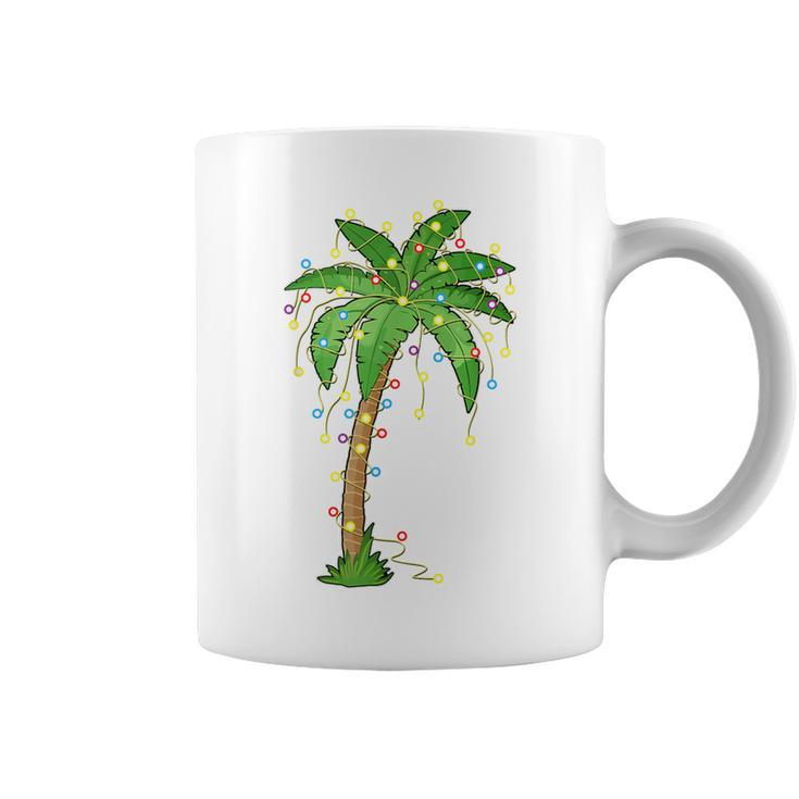 Christmas Lights Palm Tree Beach Tropical Xmas Coffee Mug