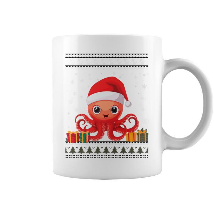 Christmas Octopus Santa Hat Ugly Christmas Sweater Coffee Mug