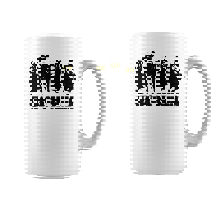 Ciao Bella A Group Of Cats With Slogan Italian Graphic Coffee Mug