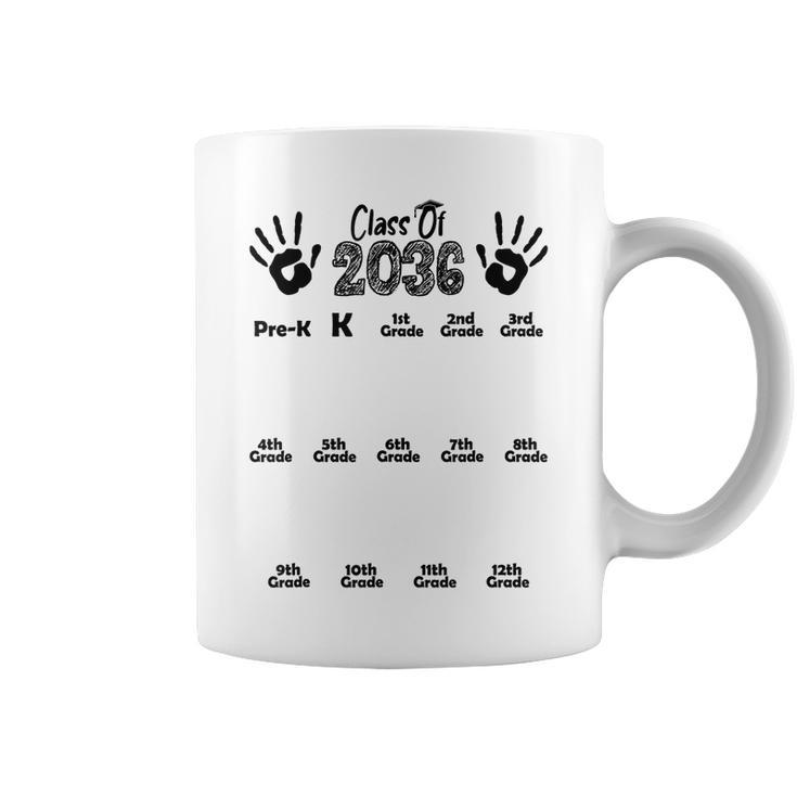 Class Of 2036 Grow With Me Handprint Pre K 12Th Grade Coffee Mug