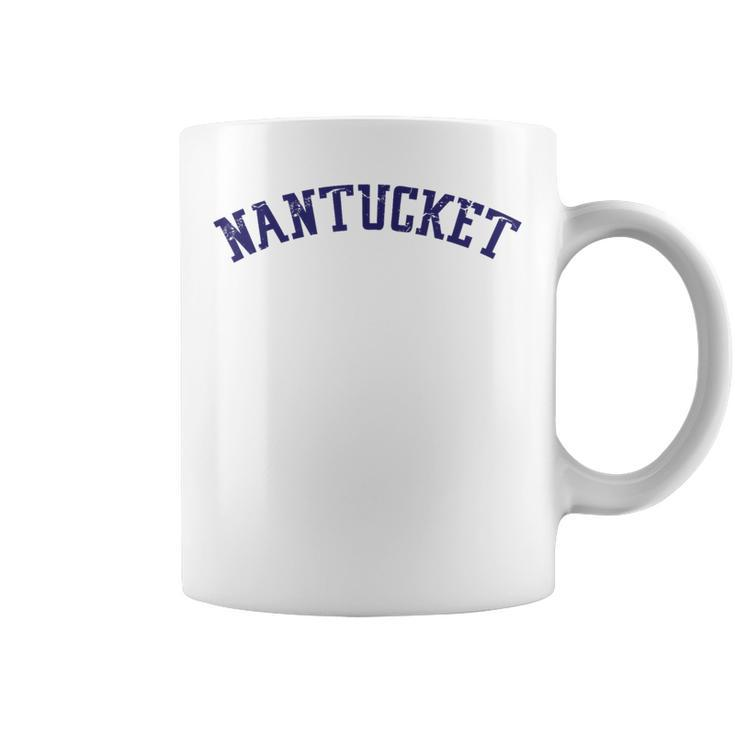 Classic Nantucket With Distressed Lettering Across Chest Coffee Mug