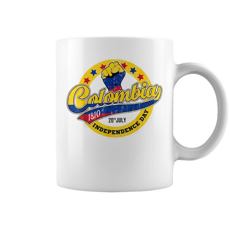 Colombian Independence Day Colombia Flag Retro Vintage Style Colombia Funny Gifts Coffee Mug