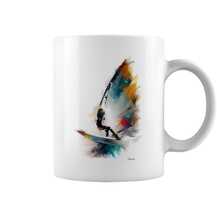 Cool Windsurfer On A Surfboard Riding The Waves Of The Ocean Coffee Mug