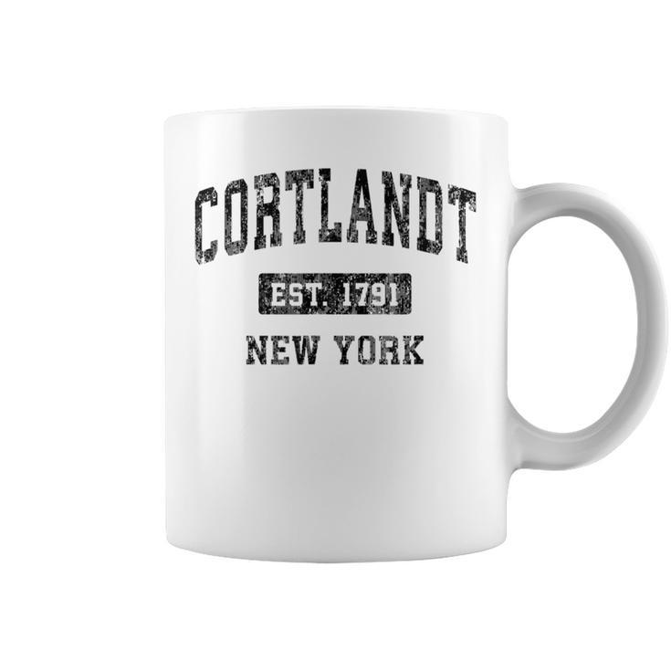 Cortlandt New York Ny Vintage Sports Black Coffee Mug