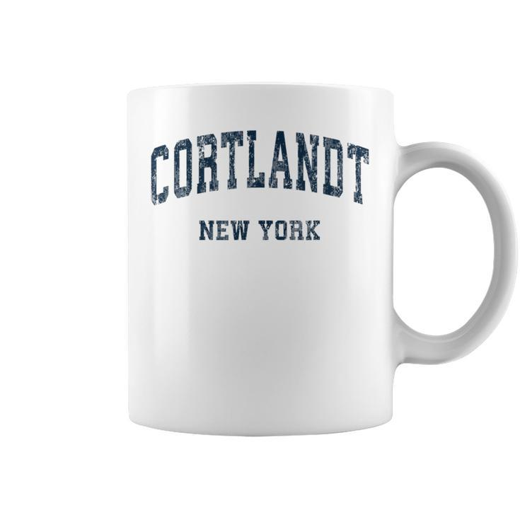Cortlandt New York Ny Vintage Varsity Sports Navy Coffee Mug