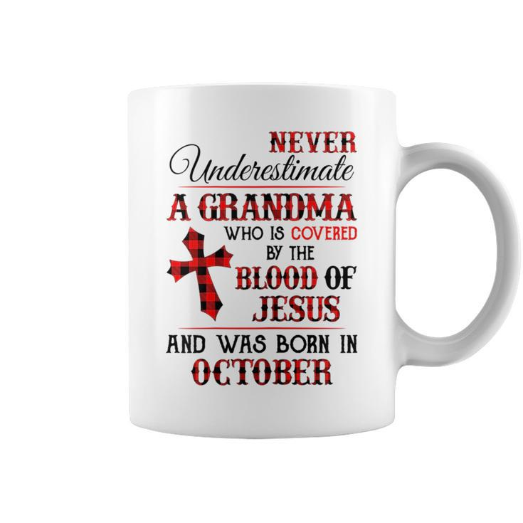Covered By The Blood Of Jesus And Was Born In October Gift For Womens Coffee Mug