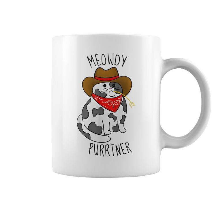 Cowboy Cat Meowdy Purrtner Western Sarcastic Partner Coffee Mug