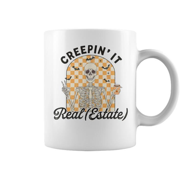 Creepin It Real Estate Skeleton Halloween Real Estate Agent Coffee Mug