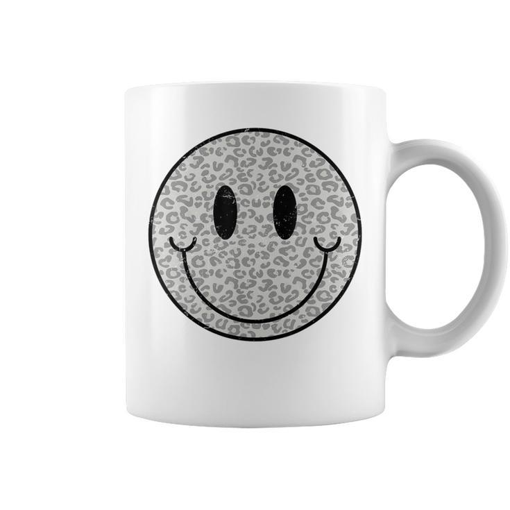 Cute Happy Face Retro Aesthetic Leopard Smile Face Coffee Mug
