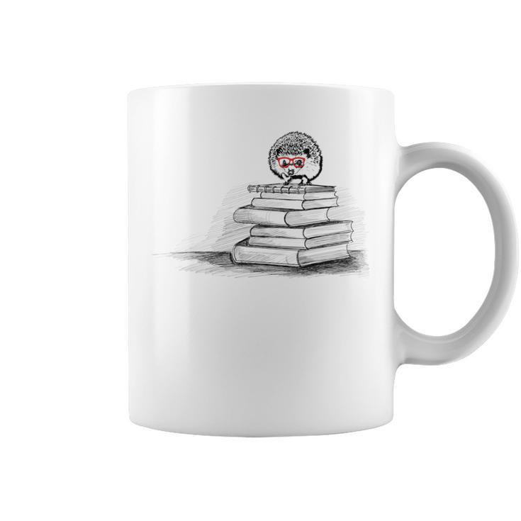 Cute Hedgehog Book Nerd Readers Coffee Mug