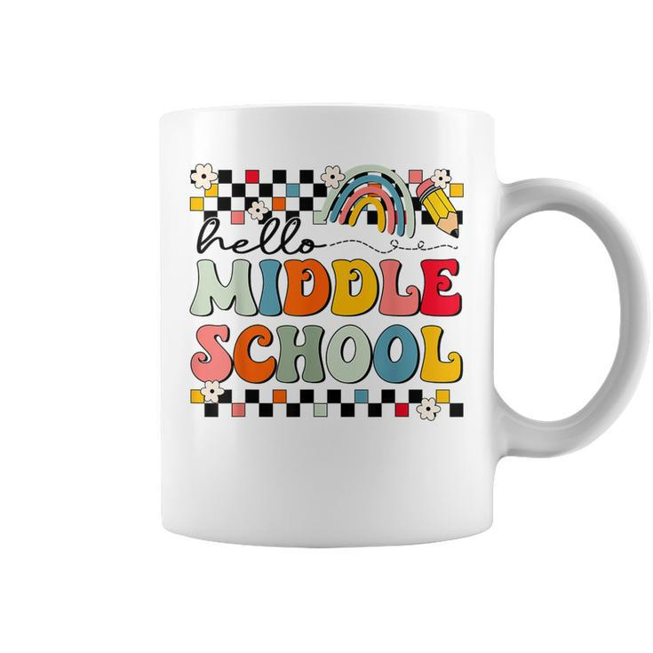 Cute Hello Middle School Groovy First Day Of Middle School  Coffee Mug