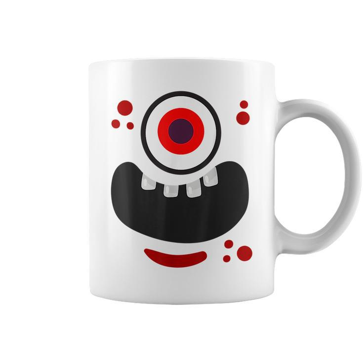 Cute Monster Face Scary Eyeball & Mouth Funny Red Monster  Coffee Mug