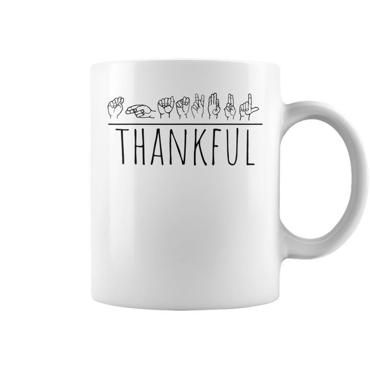 Deaf Pride Asl Sign Thankful Fall Autumn Grateful Gratitude Coffee Mug