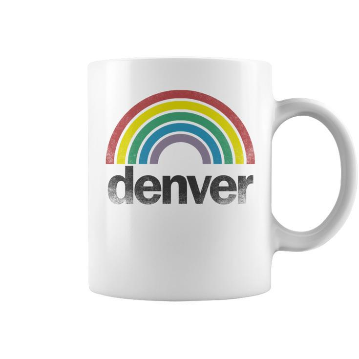 Denver Rainbow 70S 80S Style Retro Gay Pride Men Women   Coffee Mug