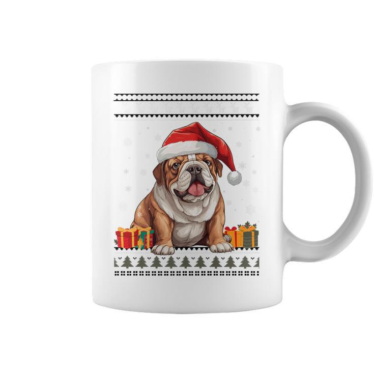 Dog Christmas Cute Bulldog Santa Hat Ugly Christmas Sweater Coffee Mug