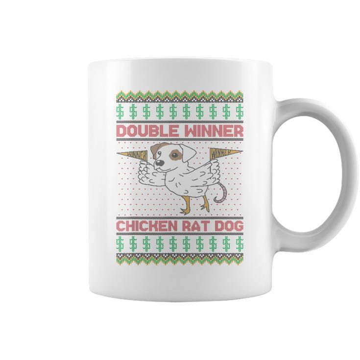 Double Winner Chicken Rat Dog Ugly Christmas Sweater Coffee Mug