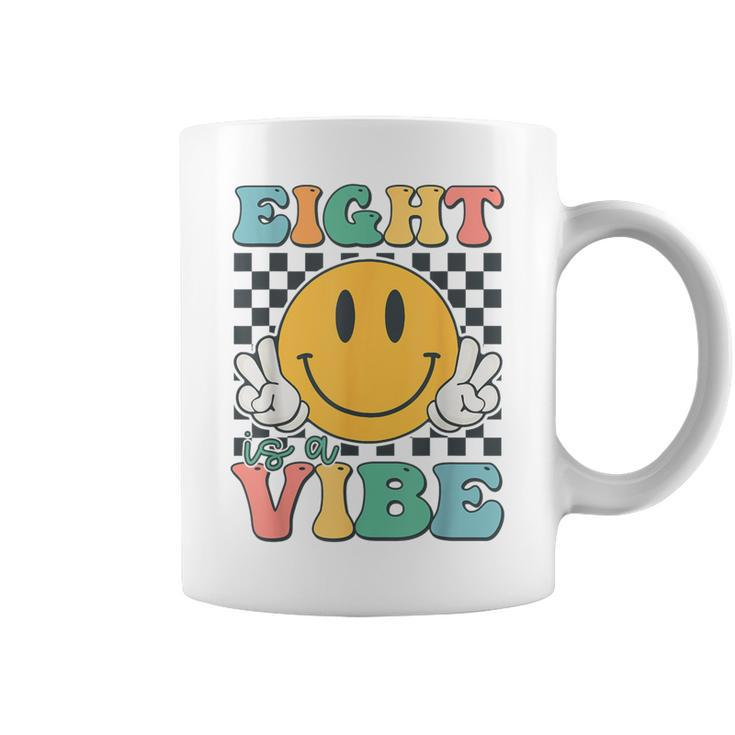 Eight Is A Vibe 8Th Birthday Smile Face Hippie Boy Girl Kid Coffee Mug