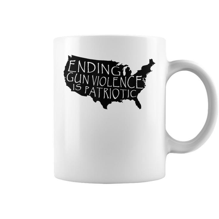 Ending Gun Violence Is Patriotic United States Silhouette Patriotic Funny Gifts Coffee Mug