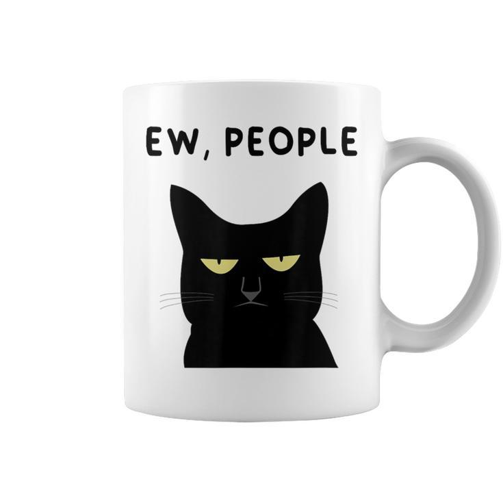 Ew People I Hate People Black Cat Yellow Eyes Coffee Mug