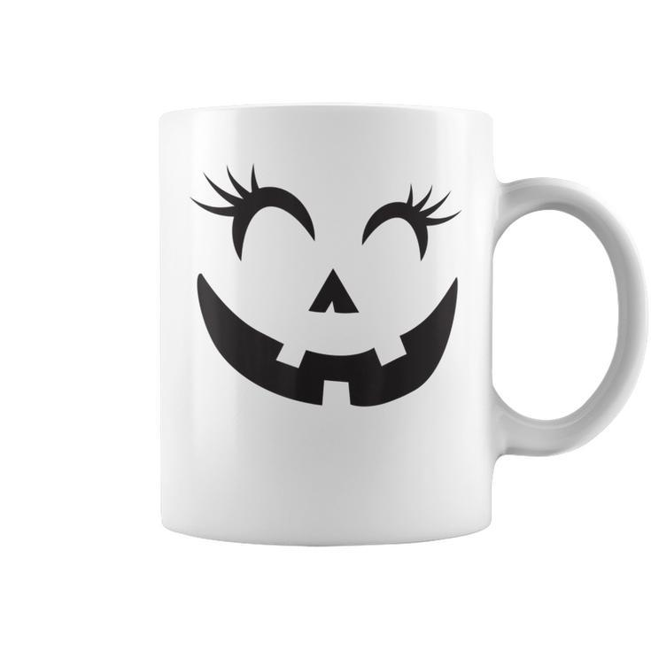 Eyelashes Halloween Outfit Pumpkin Face Costume Coffee Mug
