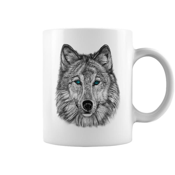 Fearless Eye Of The Wolf Face Print Black And White Graphic  Gift For Women Coffee Mug